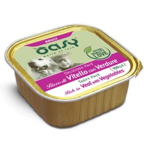 Oasy Tasty Paté s teletino in zelenjavo za odrasle pse 150g