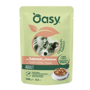 Oasy trakci v omaki z lososom in krompirjem za odrasle pse 100g
