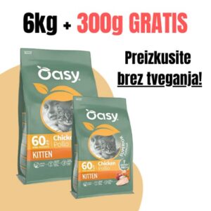 Oasy za macje mladice Piscanec 6 kg 300 g Oasy za mačje mladiče Piščanec 6 kg + 300 g