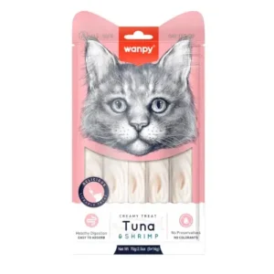 Wanpy cat creamy treat kremna poslastica s tuno in rakci 5x14g 1 wanpy s tuno in kozicami
