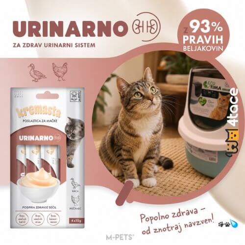 Untitled design 16 1 M-PETS Creamy Urinary kremni priboljšek za mačke 4 x 15 g