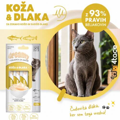 Untitled design 18 1 M-PETS kremni priboljšek za mačke za kožo in dlako 4 x 15 g