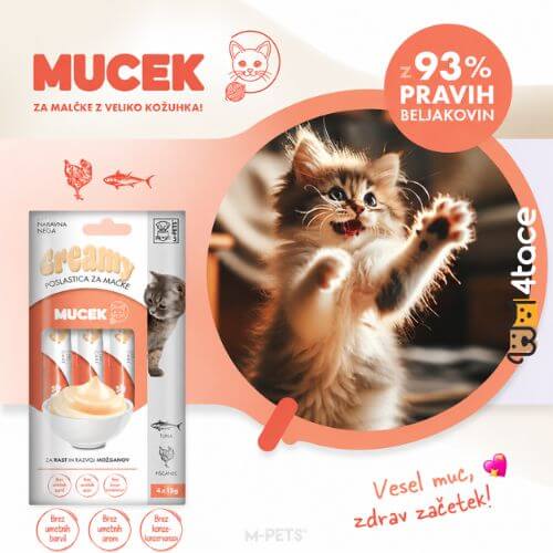 Untitled design 22 1 M-PETS kremni priboljšek za mačje mladiče 4 x 15 g