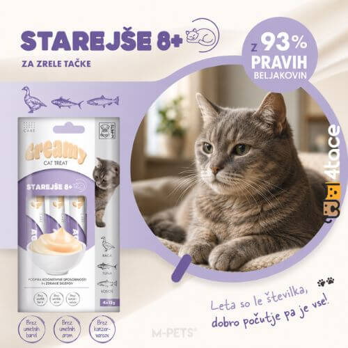 Untitled design 25 1 M-PETS kremni priboljšek za starejše mačke 4 x 15 g