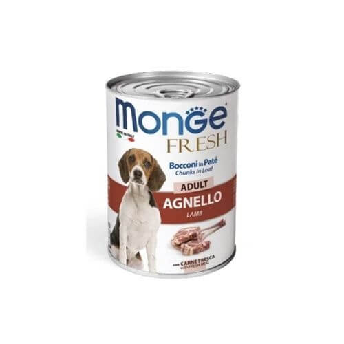 Monge Fresh Pate s koscki jegnjetine za odrasle pse 400g Monge Fresh Pate s koščki jegnjetine za odrasle pse 400g